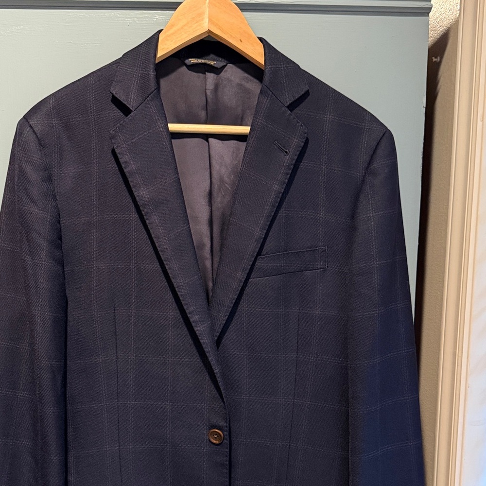 Brooks Brothers Navy Plaid Men's Blazer